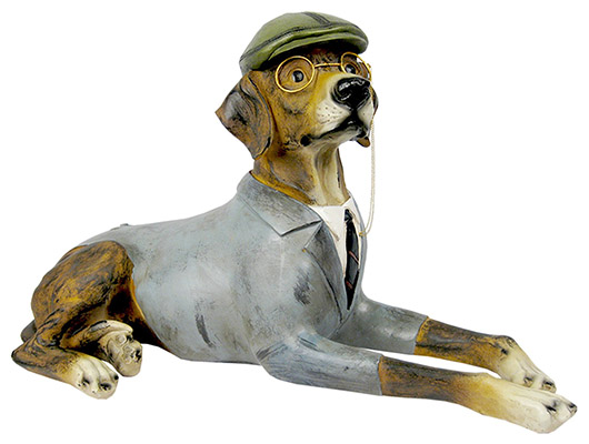 Resin Beagle Dog Lying Down Wearing Hat & Jacket